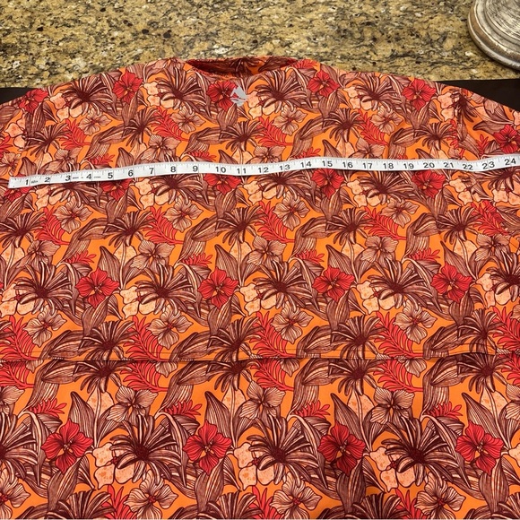 OCEAN COAST XXL MENS HAWAIIAN SHIRT ORANGE CORAL BUTTON DOWN SS POCKET - Picture 14 of 16